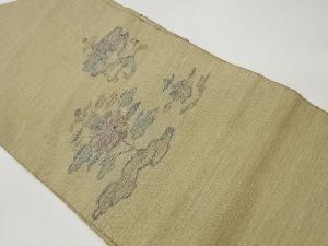 リサイクル　手織り紬抽象草花模様織出し名古屋帯